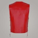 Women's Handmade Red Biker Leather Vest - Image 2