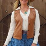 Women's Camel Leather Western Vest