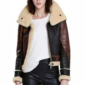 Women's B3 Flight Aviator Sheepskin Shearling Bomber Jacket Coat