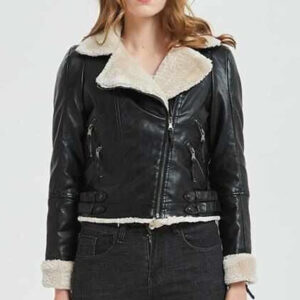Women's Black B3 Bomber Shearling Leather Jacket