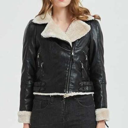 Women's Black B3 Bomber Shearling Leather Jacket