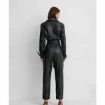 Women's Black Genuine Lambskin Leather Jumpsuit - Image 2