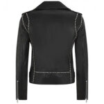Women's Black Leather Motorcycle Jacket with Studs - Image 2
