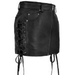 Women's Black Leather Skirt Side lace Up Leather Skirt - Image 2