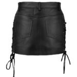 Women's Black Leather Skirt Side lace Up Leather Skirt - Image 3