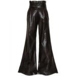 Women's Black Leather Wide Leg Trousers in Vintage Style - Image 2