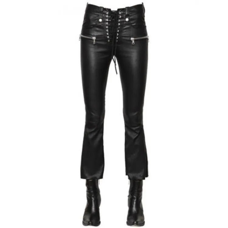 Womens-Black-Soft-Leather-Jeans-Pants Women's Black Soft Leather Jeans Pants - Image 1