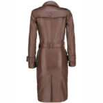 Women's Brown Leather Long Coat - Image 2