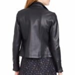 Women's Classic Black Leather Moto Jacket - Image 2