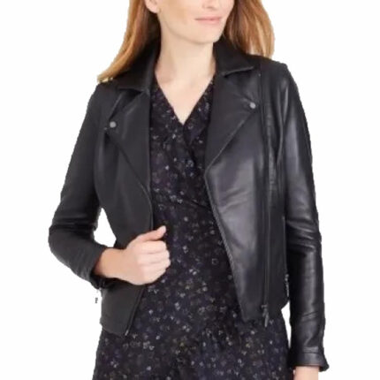 Women's Classic Black Leather Moto Jacket