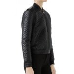 Women's Classic and Stylish Quilted Leather Bomber Jacket - Image 2