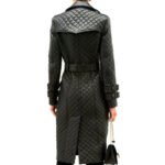 Women's Double-Breasted Quilted Leather Trench Coat - Image 2