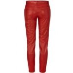 Women's Genuine Lambskin Red Leather Pant - Image 2