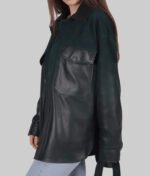 Women's Green Suede Leather Jacket - Image 2