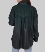 Women's Green Suede Leather Jacket - Image 4