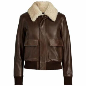 Women's Leather Bomber Sheepskin Shearling Aviator Jacket