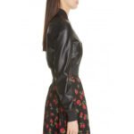 Women's Long Sleeves Black Leather Bomber Jacket - Image 4