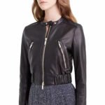Women's Luxurious Black Leather Short Bomber Jacket - Image 3