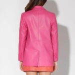 Women's Pink Leather Blazer - Image 2