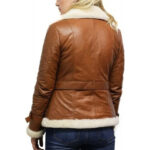 Women's Tan B3 Shearling Bomber Jacket Sheepskin Aviator Flying Jacket - Image 4