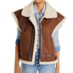 Women's WWII B3 Aviator Sheepskin Leather Vest - Image 2