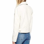 Women's White Leather Biker Jacket - Image 2