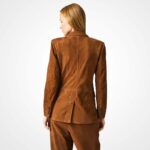 Women's Brown Suede Leather Blazer Formal Wear - Image 2