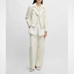 Women's Off-White Pure Lambskin Leather Biker Moto Jacket - Image 4