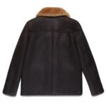 Women's Washed Brown Sheepskin Western Trucker Coat with Ginger Fur - Image 5
