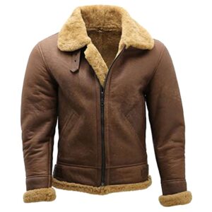 WW2 Vintage Brown B3 Shearling Bomber Flying Aviator Jacket