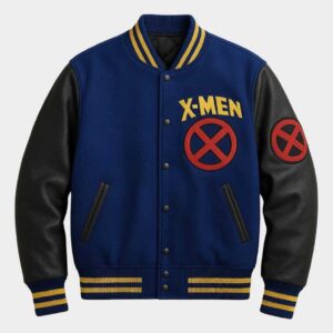 X Men Blue Black Letterman Jacket Comic Inspired Wolverine Style