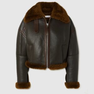 Acne Studios Shearling-Trimmed Textured Leather Jacket