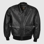 Alpha Black Goatskin Modern A-2 Leather Jacket