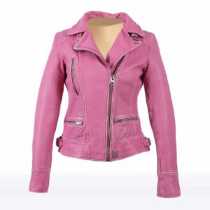 Women?s Fuschia Pink Slim Fit Biker Leather Jacket ? Anorahs by Jackets Kingdom