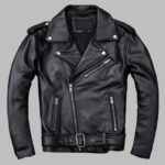 Genuine Cowhide Leather Asymmetrical Cafe Racer Jacket