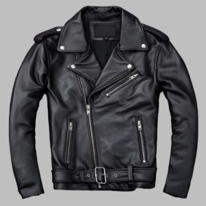Genuine Cowhide Leather Asymmetrical Cafe Racer Jacket