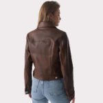 Authentic Western Tan Brown Women's Leather Jacket - Image 4