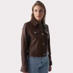 Authentic Western Tan Brown Women's Leather Jacket - Image 5