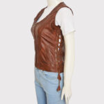 Authentic Women's Brown Leather Vest - Image 4