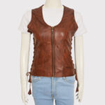Authentic Women's Brown Leather Vest - Image 2