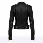 Ava Women’s Black Sheepskin Biker Jacket - Image 2