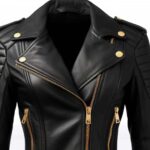 Ava Women’s Black Sheepskin Biker Jacket - Image 3
