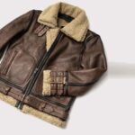 Aviator Brown Shearling Leather Jacket for Men - Image 4