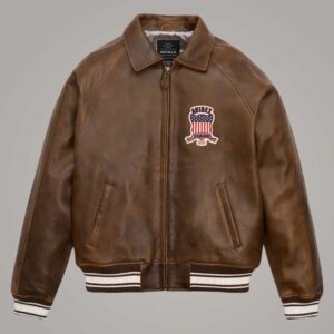 Avirex Vintage Brown Leather Letterman Jacket Limited Edition