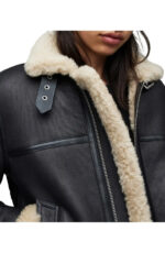 B-3 Aviator RAF Black Shearling Leather Jacket - Image 5