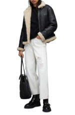 B-3 Aviator RAF Black Shearling Leather Jacket - Image 4