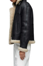 B-3 Aviator RAF Black Shearling Leather Jacket - Image 3