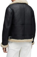 B-3 Aviator RAF Black Shearling Leather Jacket - Image 2