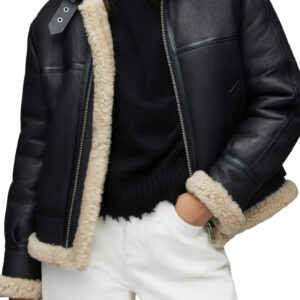 B-3 Aviator RAF Black Shearling Leather Jacket