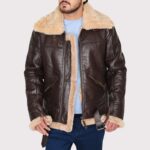 B3 Classic Brown Shearling Bomber Leather Jacket for Men